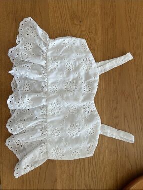 White Eyelet Ruffle Crop Top